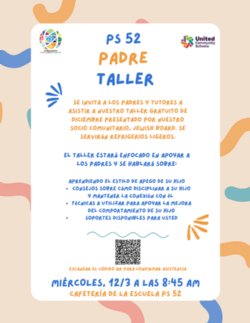 Parent workshop December 3rd flyer Spanish